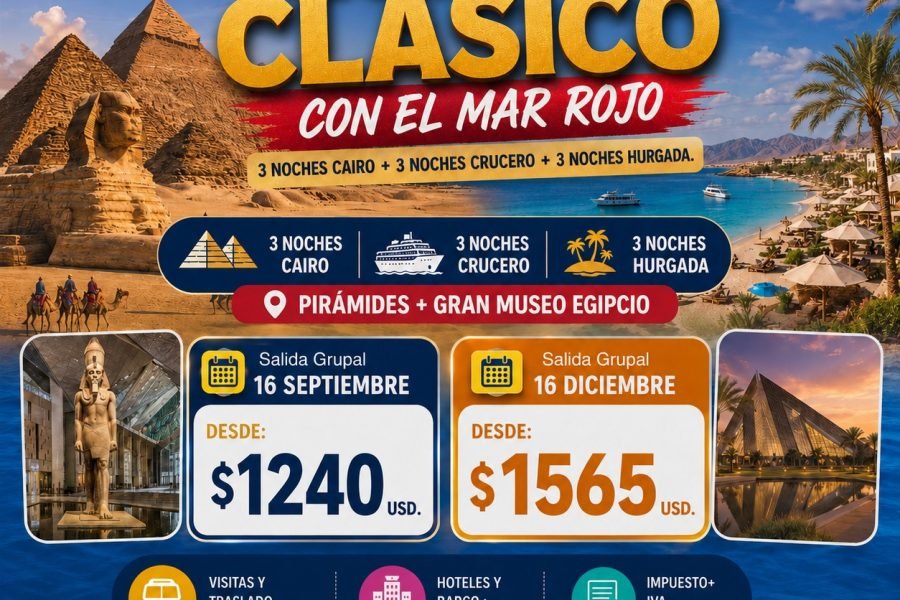 Egipto Total: Historia, Crucero y Playas del Mar Rojo – Llegadas16/09 y 16/12