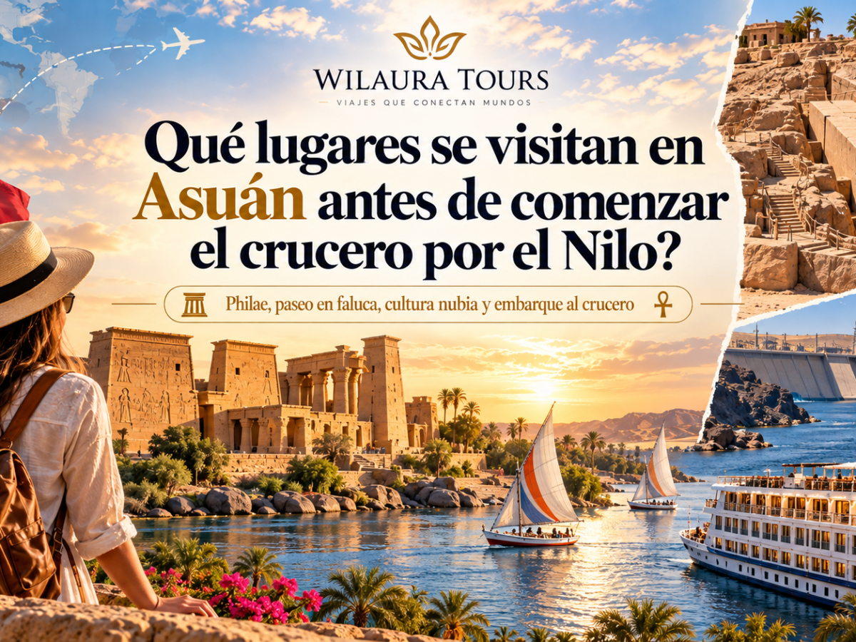 Qué lugares se visitan en Asuán antes de comenzar el crucero por el Nilo