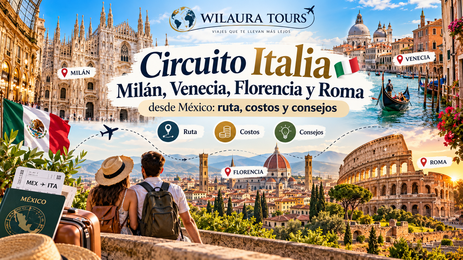 Circuito Italia Milán Venecia Florencia Roma desde México ruta, costos y consejos para organizar tu viaje