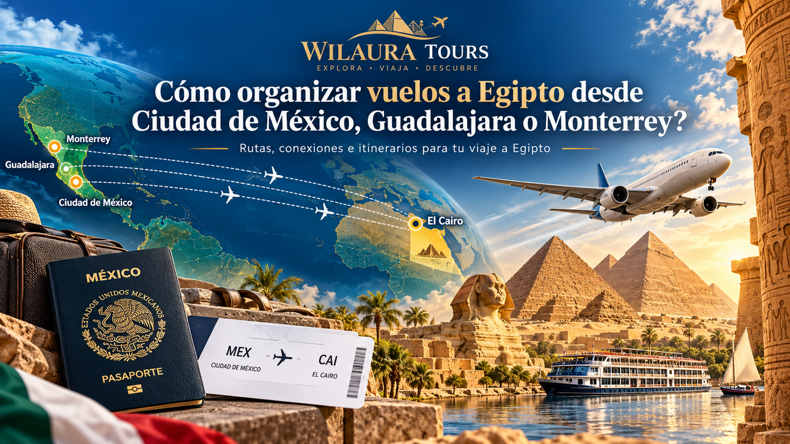 Cómo organizar vuelos a Egipto desde Ciudad de México, Guadalajara o Monterrey