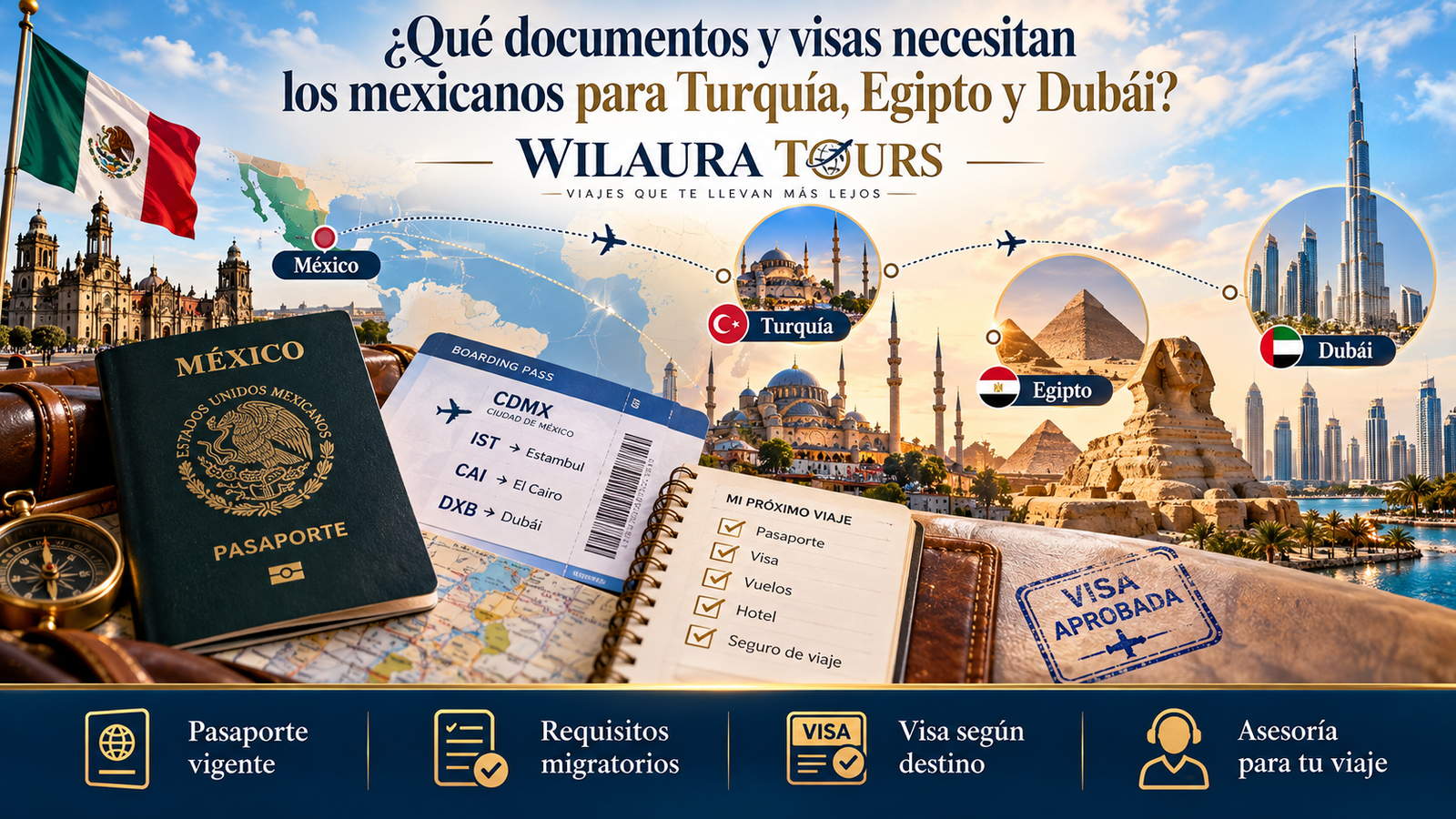 Qué documentos y visas necesitan los mexicanos para Turquía, Egipto y Dubái